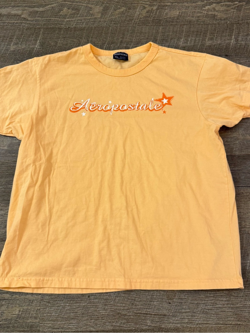 Aeropostale Peach Short Sleeve Logo Tee with Orange Accent